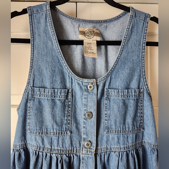 Vintage 90s Denim Button-Down Jumper Dress - Picture 2 of 6